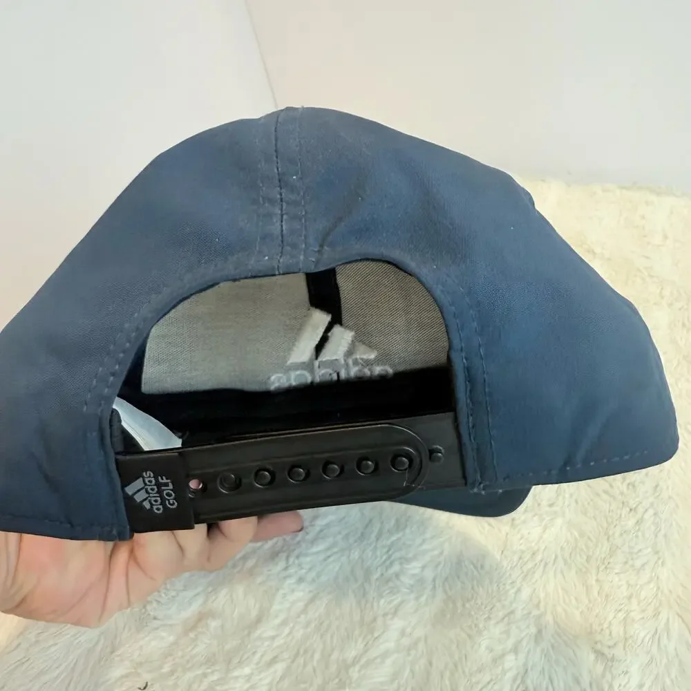 Adidas Blue Baseball Cap Hat One Size Adjustable Snapback Performance Knit Golf